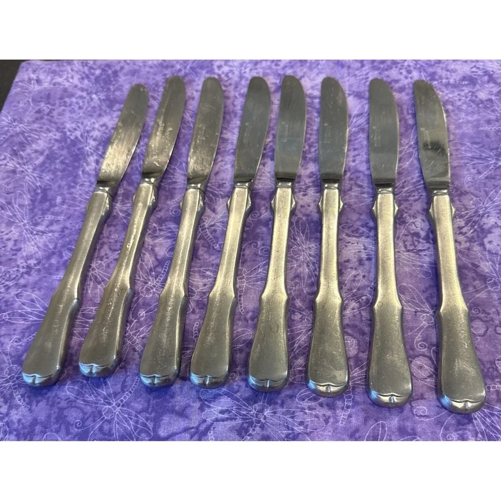 Oxford Hall OXH59 Dinner Knives Knife‎ Satin Wing Heel Tipped Stainless Set Of 8